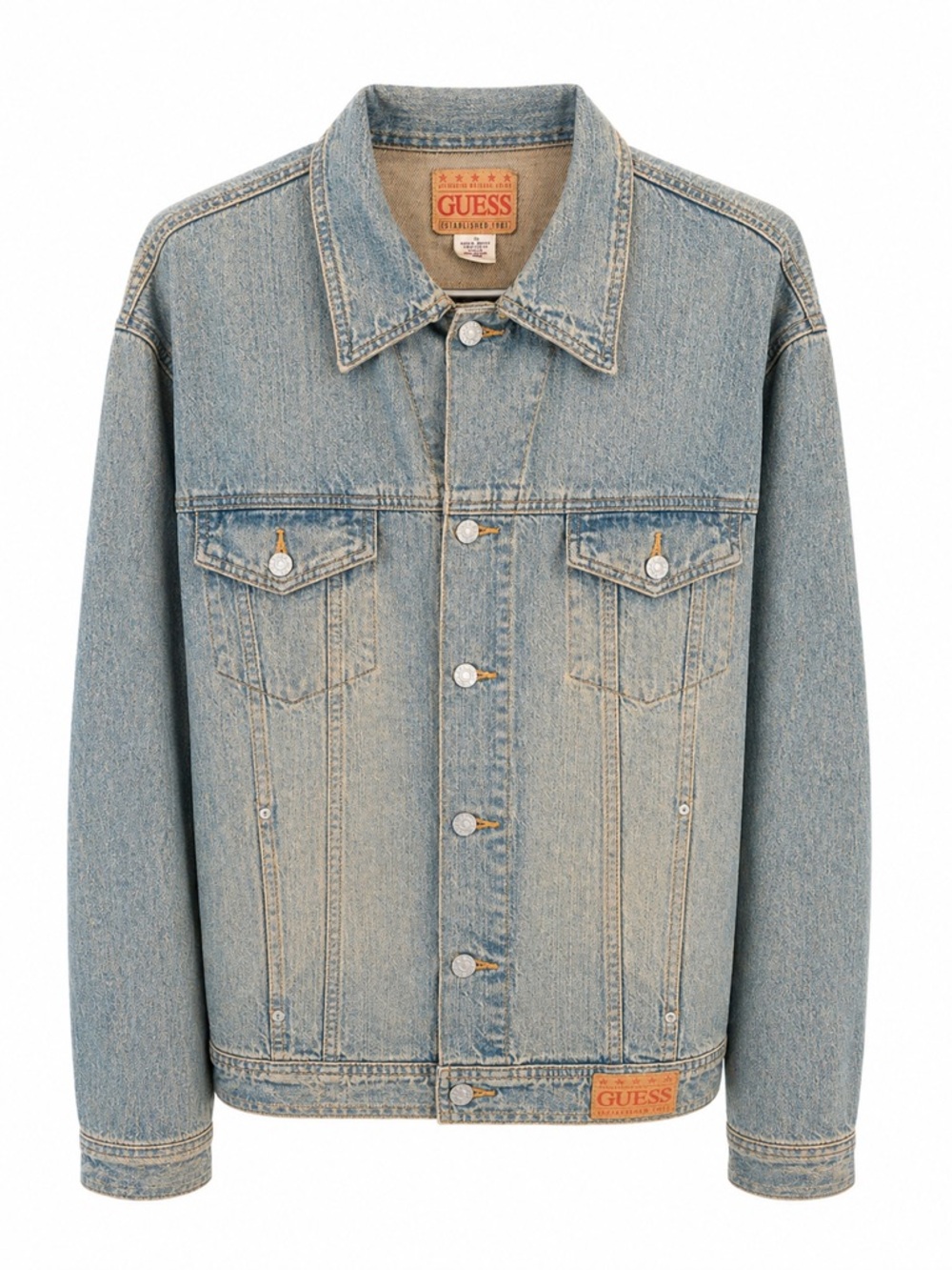 Guess Light Blue Men's Denim Jacket 100% Cotton